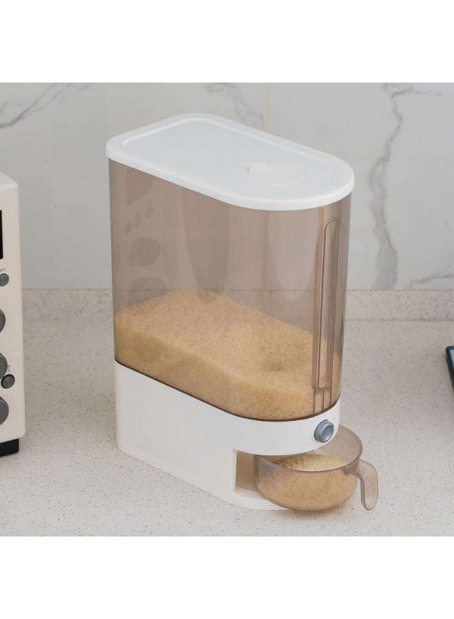 22 Lbs Rice Dispenser, Large Grain Container Storage with Lid Measuring Cylinder Moisture Proof Household Cereal Dispenser Bucket for Kitchen Soybean Corn,Clear - Image 2